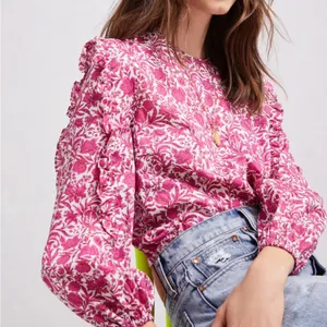 J.‎ Crew Sambourne Liberty Art Sambourne Pink Western Floral Ruffle Blouse Sz S thumbnail 2