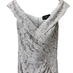 Alex Evenings Ivory Beige Glitter Lace Off Shoulder Formal‎ Maxi Dress Size 10 thumbnail 5