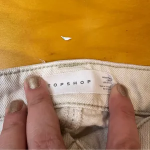 Topshop Wide Leg Baggy Carpenter Jeans Ivory White thumbnail 4