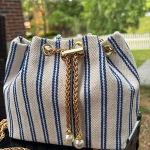 Blue striped mini shoulder bag thumbnail 4