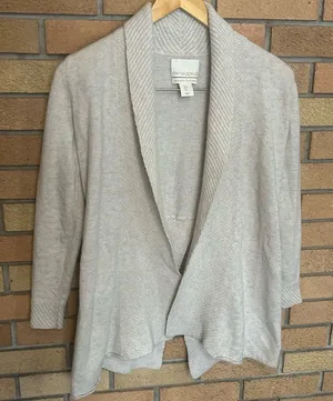 Cynthia Rowley 100% Cashmere Beige Open Front Cardigan Sweater Size Small thumbnail 1