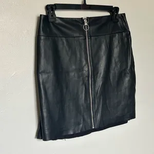 Express Vegan Leather Black Mini Skirt with Zipper medium 8 thumbnail 3