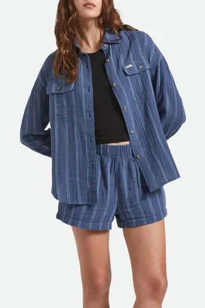 ✨BRIXTON WANDERING BLUE SZ MEDIUM OVERSHIRT✨ thumbnail 1