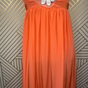 Amanda Uprichard Maxi Dress Sleeveless Embroidered Floral Silk Orange Size‎ XS thumbnail 5