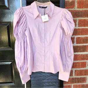 ZARA STRETCHY POPLIN SHIRT TRF Lilac XS thumbnail 6