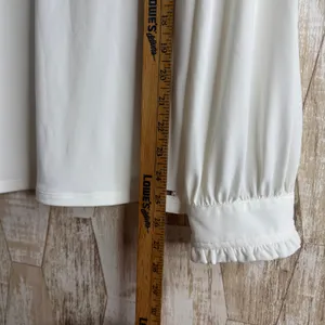 Calvin Klein Womens White Long Sleeve Ruffle Neck‎ Tie Blouse Top Plus Size L thumbnail 8