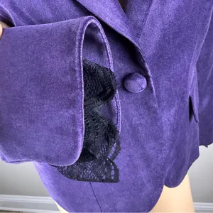 Apostrophe Women's Purple Velvet Blazer Black‎ Lace Sz 6P color purple NWT thumbnail 7