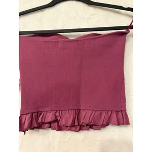 Altar'd State NWT Berry Purple Corset Style Ruffle Hem Tube Top Womens Medium thumbnail 6