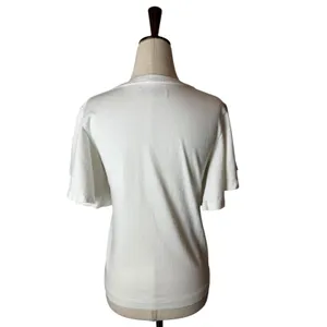 Citizens of Humanity Shirt Women XS White Cotton Flutter Sleeve Crew Neck Tee‎ thumbnail 3