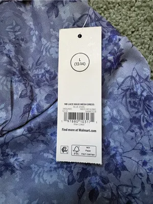 No Boundaries Lace Maxi Mesh Dress Blue Size L (12-14) Floral Side Slit NWT thumbnail 5