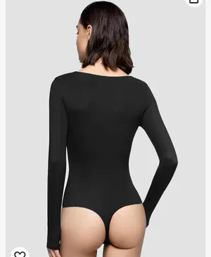 PUMIEY Women's Square Neck Long Sleeve Bodysuit Sexy Body Suit Tops Smoke Cloud Pro thumbnail 3