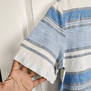 Lou & Grey Linen Cotton Striped Crop Top Blue White Grey Size M thumbnail 14
