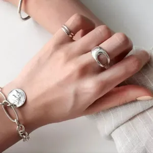 Boutique NEW Polished 18k‎ White Gold Geometric Ring thumbnail 1
