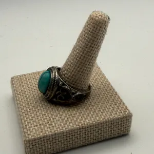 Turquoise Blue sz 9 Sterling Silver 925 Filigree Statement‎ Ring Boho thumbnail 3
