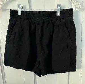 Viscose Black Elastic-Waist Everyday Casual Shorts thumbnail 1