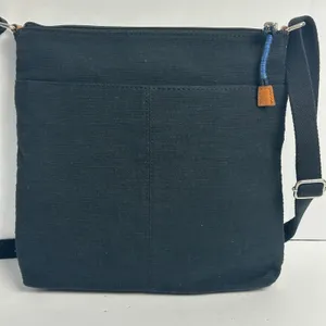 Fossil Black Canvas Crossbody Bag Leather Trim Messenger Shoulder Bag Adjustable thumbnail 4