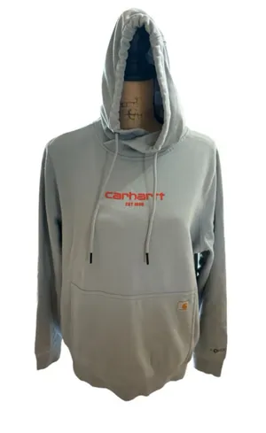 Carhartt Hoodie M Light Blue Orange Relaxed Fit Size L (22.5” PTP) thumbnail 1
