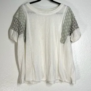 Easel Anthroplogie M Patchwork Tee T-shirt Oversized Slub Short Sleeve Ditsy Floral thumbnail 1