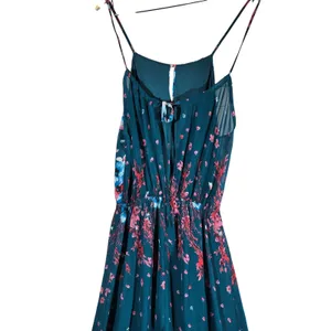 Fate Floral Maxi Dress Teal‎ Blue Pink Spaghetti Strap Elastic Waist M Halter thumbnail 5