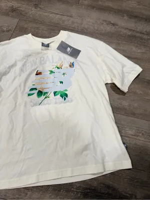New Balance Cream Graphic Tee with Green Botanical Detail thumbnail 8