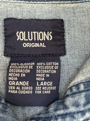 VTG 90’s Solution Originals Embroidered Fall Scene Denim Button Up Shirt Size L thumbnail 2
