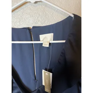 J.Crew Navy Blue Ruffle Neck Sleeveless Sheath Dress Career Party Cocktail thumbnail 3
