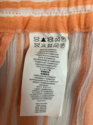 Michael Kors Orange & White Striped Drawstring Dress Shorts Woman’s Size Large thumbnail 7