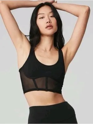 ALO YOGA Airbrush Mesh Corset Tank Top Black thumbnail 1