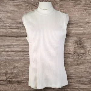 Liverpool Los Angeles Cream Sleeve Ribbed Knit High Neck Tank LARGE thumbnail 2