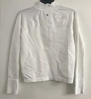 Calia Women's Relaxed Seamless 1/4 Zip in Pure White size L thumbnail 3