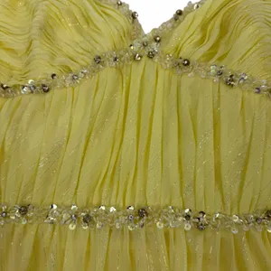 Mac Duggal Strapless Chiffon Hi Low Evening Gown Lemon Yellow Size 14 thumbnail 13