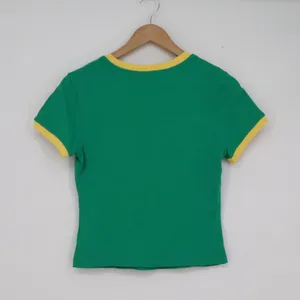 Green Yellow Ringer Tee 01 Graphic Short Sleeve Sporty Baby Tee Medium thumbnail 2
