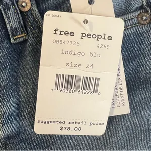 Free People About A Girl Jeans 24 High Rise Distressed Skinny Raw Hem NWT thumbnail 8