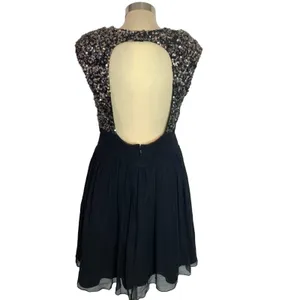Scala silk sequined open back fit flare‎ dress thumbnail 4