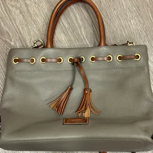 Dooney & Bourke Pebble Grain Tassel Tote‎ Elephant Gray Leather Satchel Preppy thumbnail 3