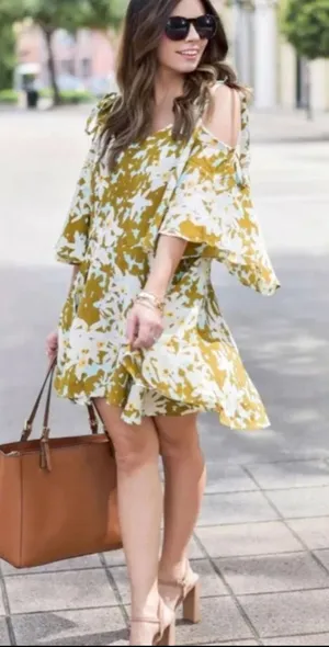 Free People FP One Lucina Floral Strappy Boho Mini Swing Dress sz S thumbnail 1
