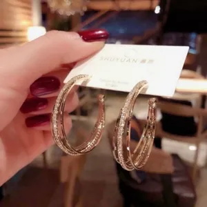 18K Gold Plated Open Hoop Earrings for Women thumbnail 3