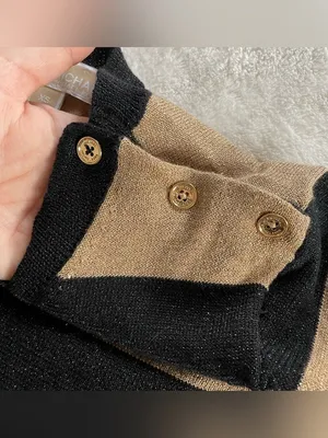 Michael Kors Gold and Black Striped Sweater size XS thumbnail 4