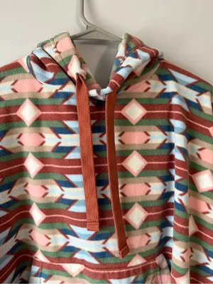 Eddie Bauer Oversize Fleece Sweatshirt Aztec Pattern Multi Color Orange Blue S M thumbnail 4