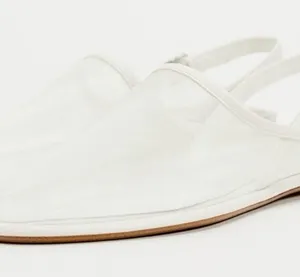 Zara white leather mesh minimalist Slingback flats round toe size 39 thumbnail 1