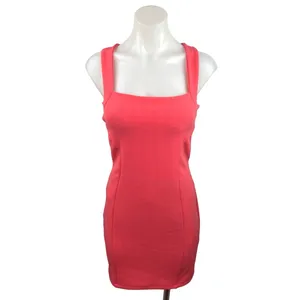 ASOS Coral Square Neck Sleeveless Back Stretch Mini Sheath Dress Size 6 thumbnail 3