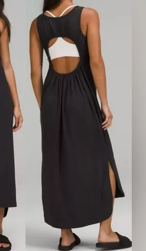 Lululemon Pima Cotton Open-Back Midi Dress Black thumbnail 1