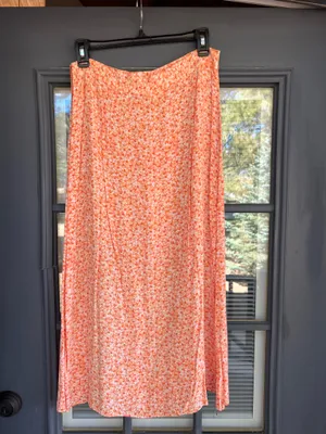 H&M midi orange floral skirt thumbnail 4