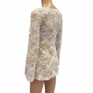 T Party Floral Lace Sheer Long Sleeve Tunic Top Womens Small thumbnail 4
