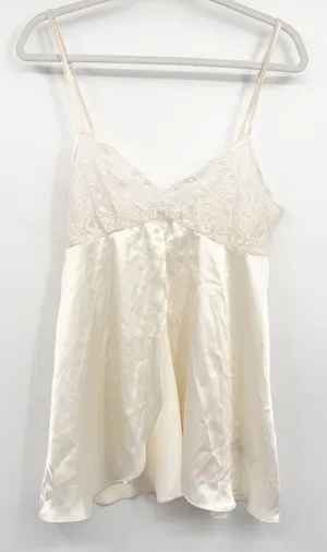 Intimo Amore Womens Y2K Ivory Lace Pearl Trim Romantic Bridal Cami Top Size M thumbnail 1