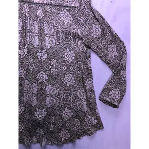 Sun‎ & Shadow Floral Blouse Womens XL Olive Green Boho Crochet Trim thumbnail 8