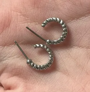 different silver small hoop earrings thumbnail 1