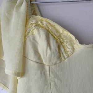 Lulu's Butter Yellow Flutter Sleeve Midi Dress Size Small thumbnail 7