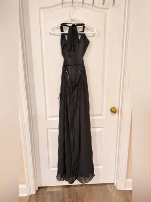 NWT Lulu's Black Pleated Halter Maxi Dress thumbnail 7