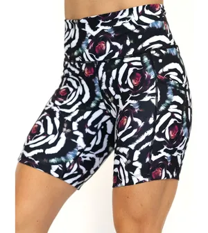 CVG Constantly Varied Gear M Floral Rose Biker Shorts 7" Pockets Gym Workout thumbnail 1
